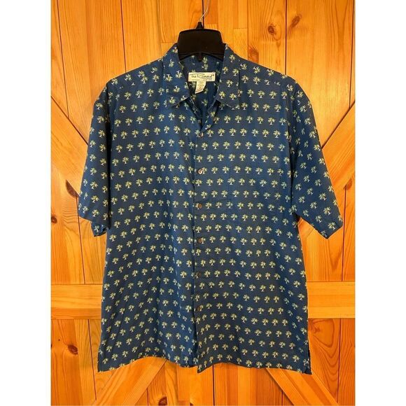 TORI RICHARD Hawaiian Palm Trees Print Short Sleeve Button Shirt Size Large Pock - Picture 1 of 6